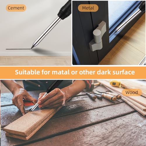 Amabro Tieflochmarker Set, Bleistift Baustelle Tiefloch Bleistift Set Tieflochmarker Bleistift Speedmarker Zimmermannsbleistifte Langlebiger Marker Mit Stifthülle und 6 Ersatzminen(Schwarz)