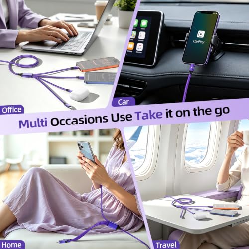 Image of 4 in 2 USB A /C to USB C Cable, USBC Multi Charging Cable [2 Pack, 5FT] | USB C Multi Charger Cable with 4 Type-C, USB to Type C Multiple Charging Cords for iPhone 17 /16, iPad, Galaxy Series and More