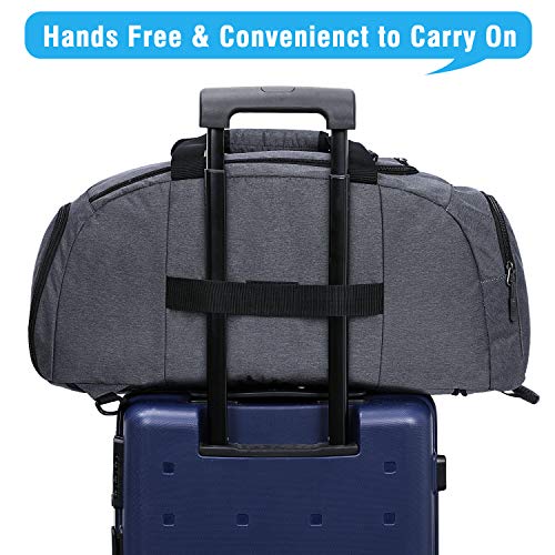 G4Free 40L 3-Way Duffle Backpack Gym Bag for Men Women Sports Duffel Bag with Shoe Compartment Travel Backpack Luggage (Upgraded Gray)