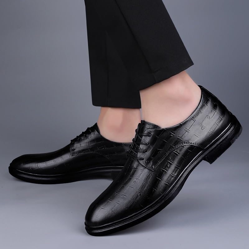 Men's Casual Dress Shoes Dress Oxford Formal Shoes for Men Lace Up Round Toe Genuine Leather Solid Color Shoes Anti-Slip Low Top Non Slip Resistant Party3