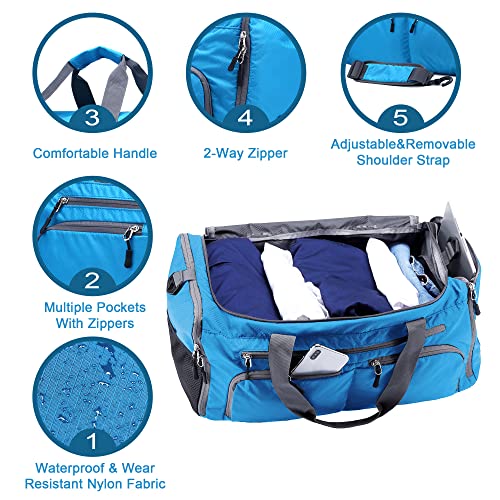Kemy's Travel Duffle Bag For Men, Foldable Duffel Bag With Shoes Compartment, 35L Lightweight Waterproof Travel Weekender Bag With Adjustable Strap #TOP3