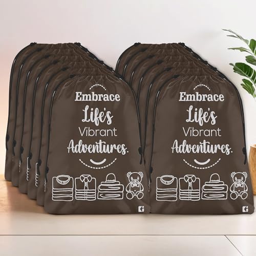 Image of Kuber Industries Pack of 12 Cloth Storage Bag | Non-Woven Storage Organizer | Travel Cloth Carrying Bag | Garments Cover for Laundry | Travel Storage Organizer for Clothing | Large | Brown
