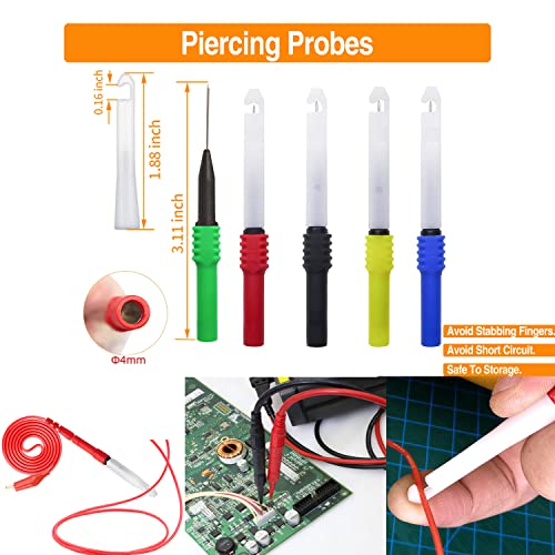 Image of Makeronics 24 in 1 Back Probe Kit with 6 Pockets Roll Up Tool Bag for Car Repairing Diagnostic | Wire Piercer with Cover | Long Back Probe Pin | Test Leads (39.37 inch) | 5PCS Alligator Clips