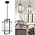 ECOBRT Modern Chandelier, 13.8 Inch Kitchen Island Lighting, Black Crystal Ceiling Fixture with Water Ripple Glass, Adjustable Chain for Dining Room Living Room Bedroom, E26 Base