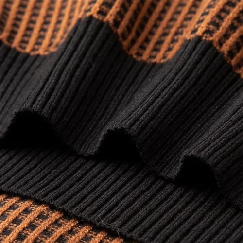 Luxury Plaid Zipper Collar Sweater for Men's Autumn Winter Korean Fashion Knitwear Sweater3