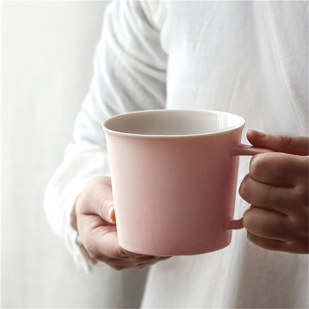 Taza de café Taza de cerámica, 1 pieza tazas café 350 ml for el hogar, la oficina, té con leche, latte y capuchino Tazas de chocolate(Pink)
