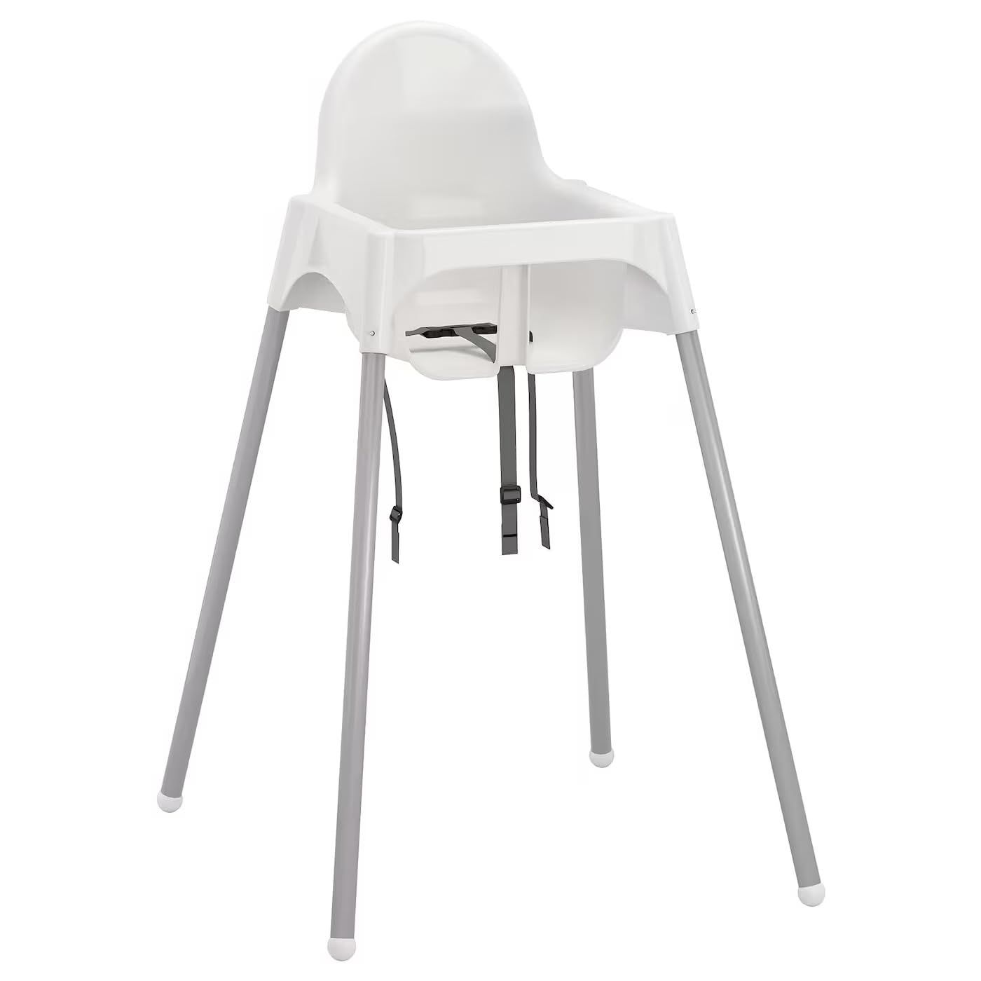 Ikea Highchair, White & Silver, Birth-36 months Toddler Chair, Includes Safety Belt, Portable, Assembles Required