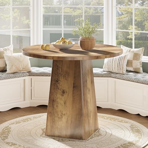 Table de cuisine rustique ronde 80cm pour petit salon convivial