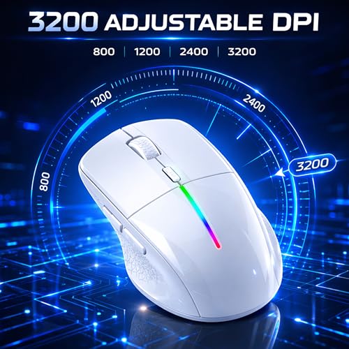 Image of Ant Globe 50 Rechargeable Wireless Optical Mouse| Dual Mode BT & 2.4GHz USB | 3200 Adjustable DPI, 6 Buttons, 50Hr Battery Life| Lightweight Ergonomic Design for Laptop, PC, Mac,Tablet &Mobile White
