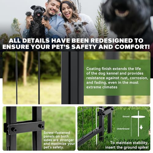 image for Oranland 8x4x6FT Outdoor Dog Kennel, Heavy Duty Welded Wire Steel Dog 