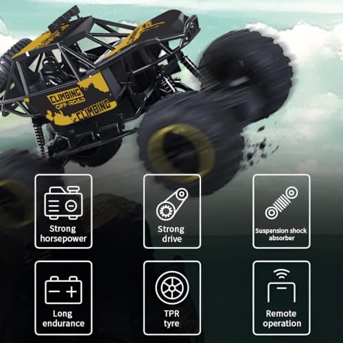 Image of CADDLE & TOES Remote Controlled Monster Like Model Sports Car and Controlling Speed with Gun Remote Toy (Green), Kid, Rechargeable Car for Kids| Monster Truck (Xt-Smoke-Yellow)