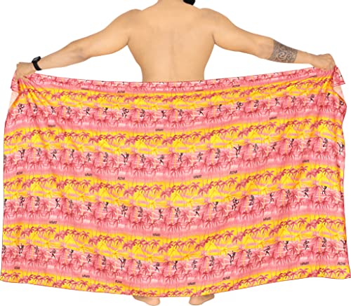 La Leela Men's Christmas Swim Trunk Swimsuits Sarong Pareo Wrap One Size Cherry, Palm Tree #TOP3