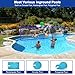 Pool Volleyball Net Set with LED Lights, Solar Powered Volleyball Net with Adjustable 15ft-32ft Length for Inground Pools, Portable Water Volleyball Game Toy with 2 Balls & Pump for Pool Entertainment