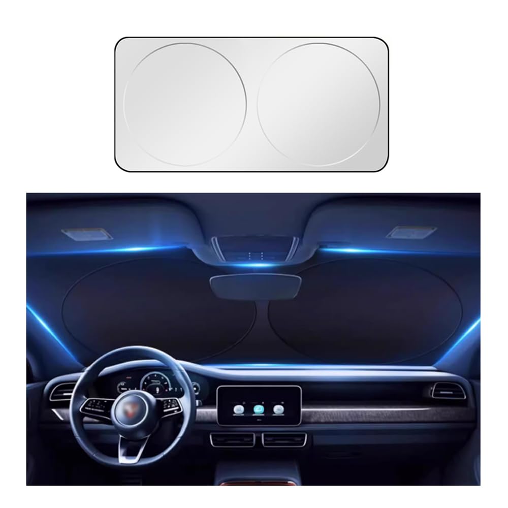 Foldable Car Windshield Sun Shade Cover Whole Automotive Glass,5 Layer Titanium Silver Reflector Sunshade to Block UV&Heat,Protect Interior Accessories for Cars Trucks SUVs (M(59.1''*27.6''))