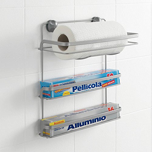 Soporte 3 rollos Metaltex Eureka gris con acabado Polytherm de 33x15x34 cm 4