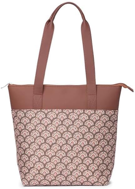 Women’s Printed Jute & Vegan Leather Tote Bag – Handcrafted Shoulder Handbag, Spacious Everyday Work Bag for Office, Travel & Daily Use