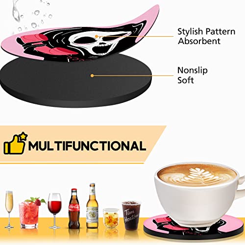Swooflia Coasters For Drinks Coffee Table, Hilarious Ghost Funny Silicone Absorbent Cup Coaster Set Housewarming Gift Kitchen Home Wooden Desk Office Bar Tabletop Decor 6 Pack #TOP2