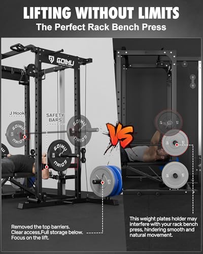 RH01 Power Cage Rack, 2000LBS Squat Rack with with Cable Crossover System&LAT Pull Down System, Multi-Function Workout Cage for Home&Garage Gym - Image 5