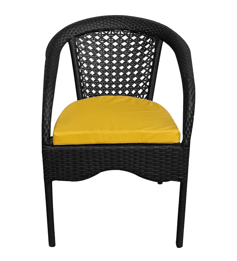Image of India 2+1 Outdoor Indoor Patio Furniture Sets Rattan Chair Patio Set Conversation Set Poolside Lawn Chairs Swingarea Balcony Outdoor Garden Furniture Chair (Black & Yellow)