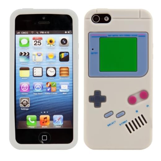 CUSTODIA IN SILICONE Fantasia gameboy per Apple iPhone 5 / 5S in Grigio - Design stiloso e protezione ottimale firmati kwmobile