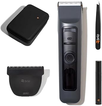 Brio Beardscape V2 Black Bundled with Zero Blade, Nose Trimmer, Tweezer & Pro Travel Case, Featuring Adjustable Ceramic Blade & Length Guards, a Complete Kit for All Your Grooming Needs