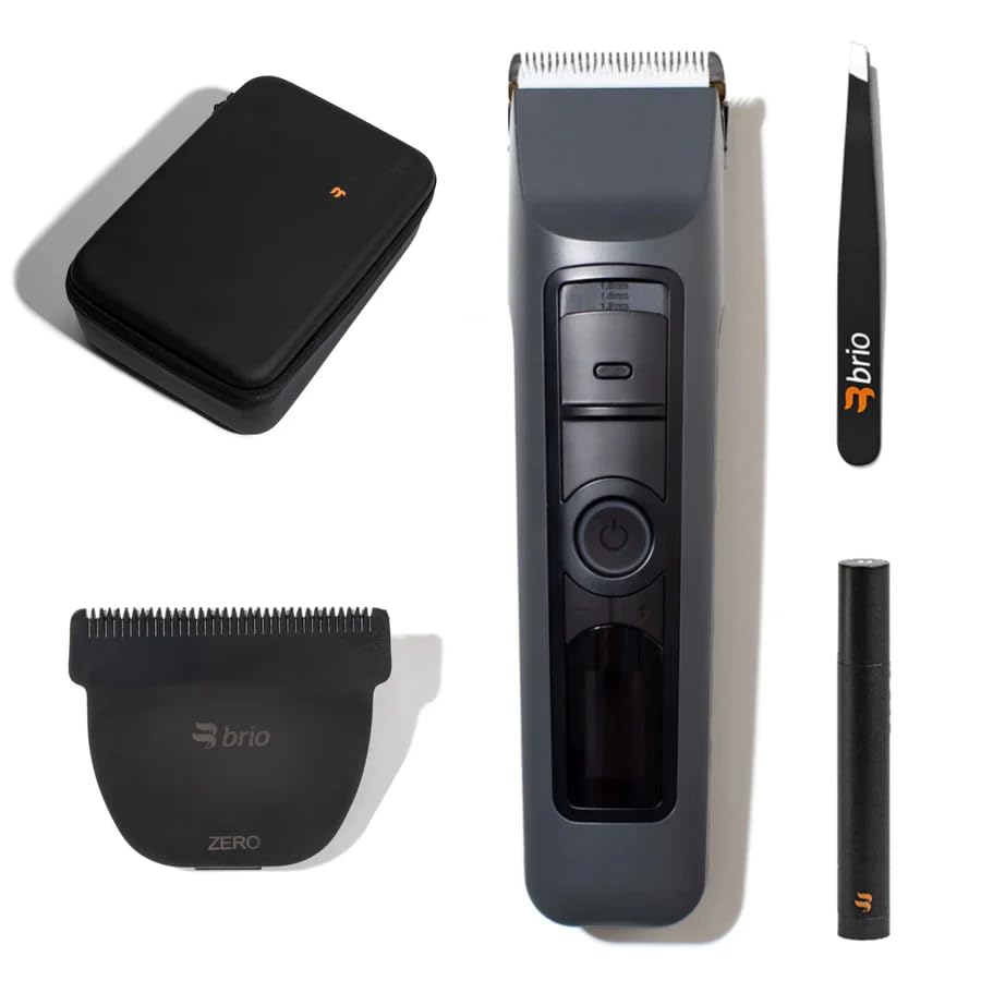 Brio Ultimate Grooming Kit – Beardscape V2, Detail Head, Tweezers, Case | Beardscape V2 Trimmer – Precision Detail Head, Nose & Ear Trimmer, Vector Tweezers, Travel Case