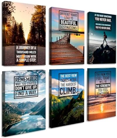 Throwbacktraits Canvas Motivational Wall Art – Set of 6 Inspirati...