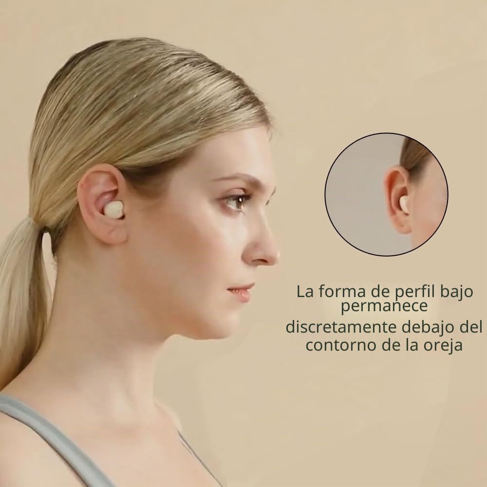 Auriculares Inalámbricos Diminutos,Auriculares Bluetooth Invisibles Ultrafinos para Dormir de Lado y Andar en Bicicleta,Auriculares Ultraligeros de baja Presión con Detección de Ambiente(Verde Claro)