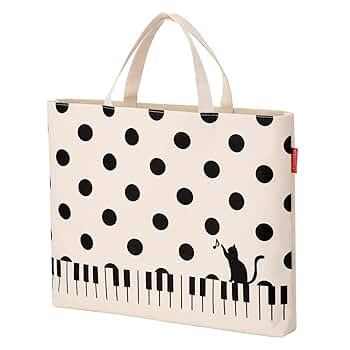 Amazon | Piano line ピアノレッスンバッグ 猫と水玉 鍵盤柄