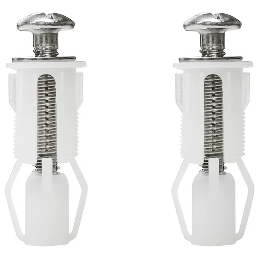 Kit Di 2 Viti Di Espansione Per Sedile WC - Riparazione Coperchio In Acciaio Inox E Plastica (Bianco)