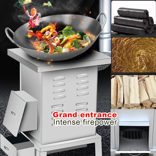 Poêle à bois camping en acier inoxydable de 40cm pour cuisson extérieure