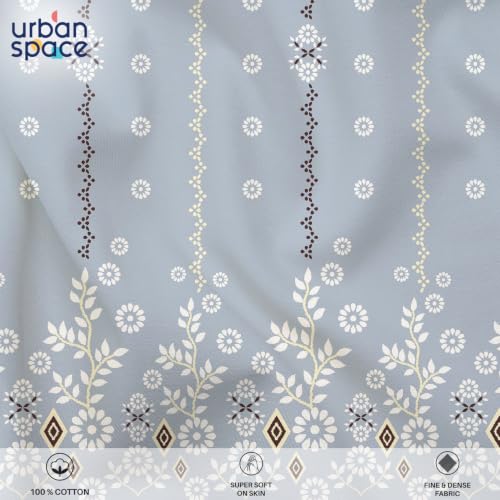 Image of Urban Space Serene 100% Cotton Bedsheet for Double Bed, Floral Queen Size Bed Sheet with 2 Pillow Covers (88 x 100 Inches, Origami Brown)
