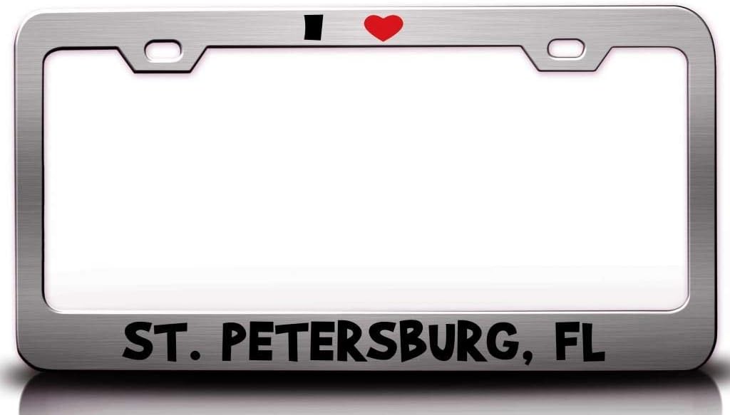I Love ST Petersburg FL USA Canada Metal Car SUV Truck License Plate Frame Ch b80