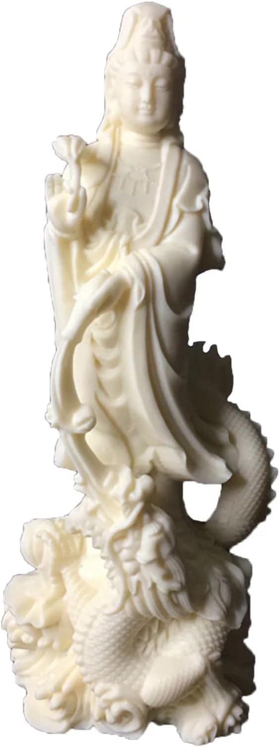 Quan Yin Statue Standing on Dragon,Kwan Yin Mercy Goddess Chinese Feng Shui Sculpture Asian Goddess Female Buddha Buddhist Decoration