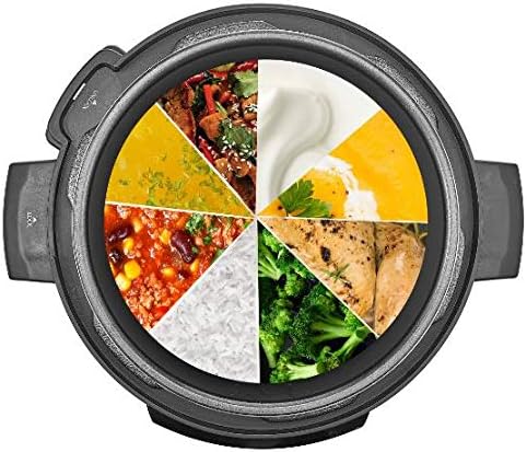 Top view of the multi-cooker inner pot with various food types