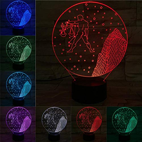 Preisvergleich Produktbild Bunte dreidimensionale Waage 3D Tischlampe Geschenk Illusion Nachtlicht LED-Lampe mehrfarbige Schutzpatron / kleine LED Tischlampe, Smart Touch Licht