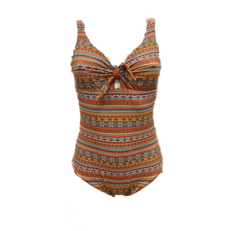 Giadamarina Costume Intero Reversibile Fantasia/Tinta Unita Made in Italy Art. BS11 (50, Arancione)