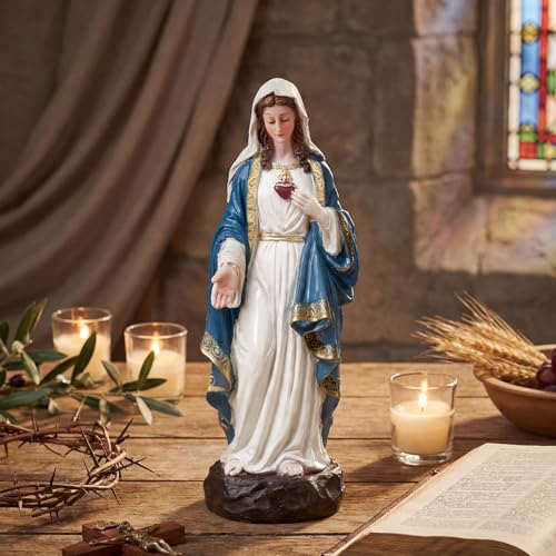 Bucherry Virgin Mary Statue Catholic Gifts 10\" Immaculate Catholic Sacred Christ Figure Religious Gifts Renaissance Sculpture Religious Figurine for Altar Inspirational Devout Home Decor