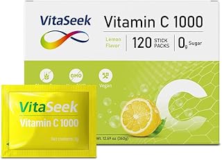 1000mg Vitamin C Powder Packets Sugar Free Lemon Flavor - 120 Count/4 Month Supply
