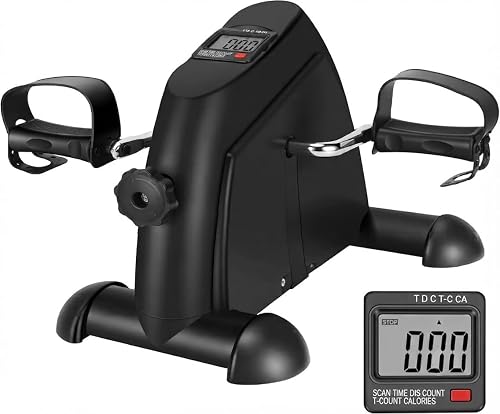 Under Desk Mini Exercise Bike – Portable Pedal Exerciser for Leg and Arm Cycling, Compact Home Fitness Machine with Multi-Functional LCD Display and Adjustable Resistance