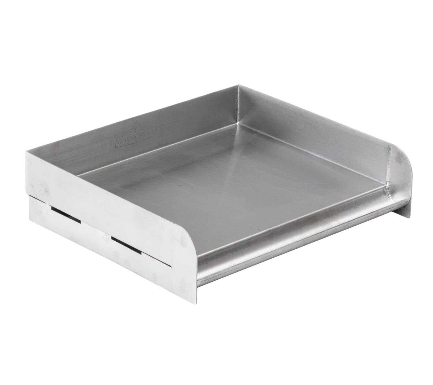 Grillfürst Universal Edelstahl Plancha - Teppanyaki Pfanne aus Edelstahl, Grillplatte mit 5 cm Anschlag-Kante für Fisch, Gemüse und Fleisch, 32 x 28 cm