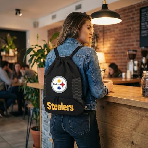 Image of NFL Pittsburgh Steelers Cinch Bag - Standard Logo Drawstring Backpack
