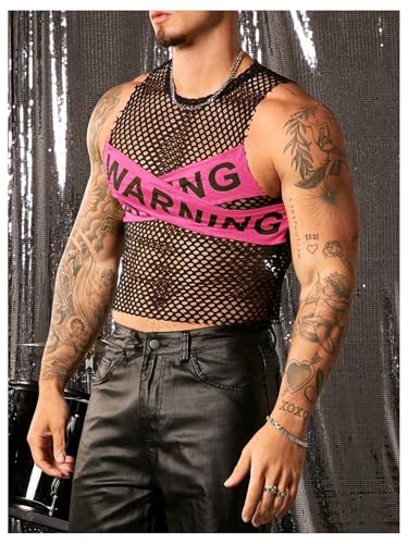 Milumia Men's Letter Print Criss Cross Hollow Out Tank Top Party Rave Clubwear2