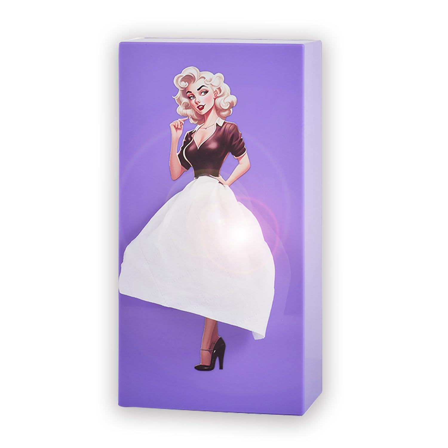 Yandlo Creative Tissue Boxes Holder, Lady Skirt Tissue Box Cover, A Funny Vintage Lady Up Dress Design for Facial Tissues, Napkins, Office Countertops Living Room,Bedroom Rectangular Decor(Purple)