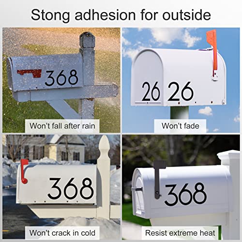 Mailbox Numbers For Outside, 5 Inch 3 Sets Number Stickers, Pre-Cut For Effortless Align, Strong Self Adhesive Vinyl House Address Numbers For Mailbox Windows Sign Trash Bin Helmet (5 Inch Black) #TOP3