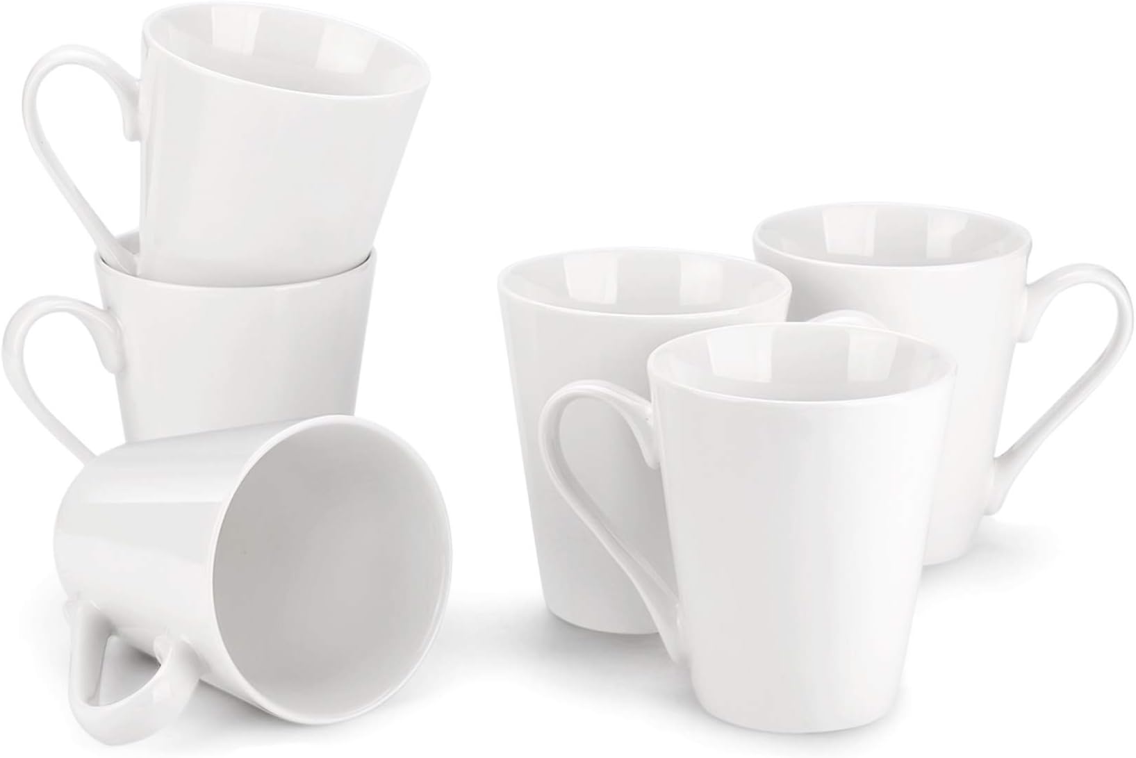 MIWARE 10 Ounce Porcelain Mugs, Set of 6, Tea and Coffee Mug Set, Ivory White (Ivory White, 10OZ)