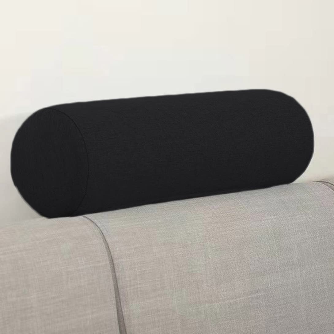 Cuscino rotondo per divano, cuscino di supporto cervicale 20 x 100 cm, morbido cuscino rotondo nero per comodino, cuscino rimovibile per Ultimate t and Sle