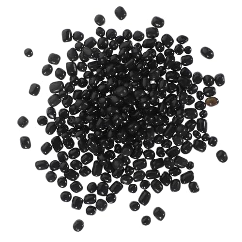 Levemolo Grava de Cristal Decorativa Negra para Acuario Piedras Irregulares Arena de Vidrio para Peceras y Jardinería Paquete