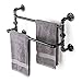 Towel Rack with Double Towel Holder Wall-Mounted Shower Shelf Organizer Retro Industrial Style Iron Pipe Effect Wall Shelves Rack Pipework Wall Mounted Towel Rail Black