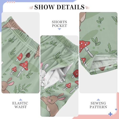 ZZXXB Bunny Mushroom Boys Long Pants Soft Trousers Elastic Waist Kids Lounge Bottoms with Pockets S-XL4